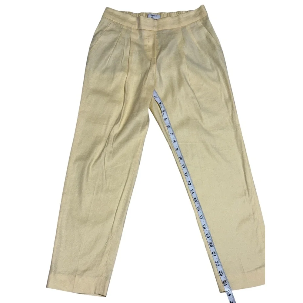 Babaton Aritzia Linen Blend Pull-On Ankle Pants Size 2 Butter Yellow Pleated